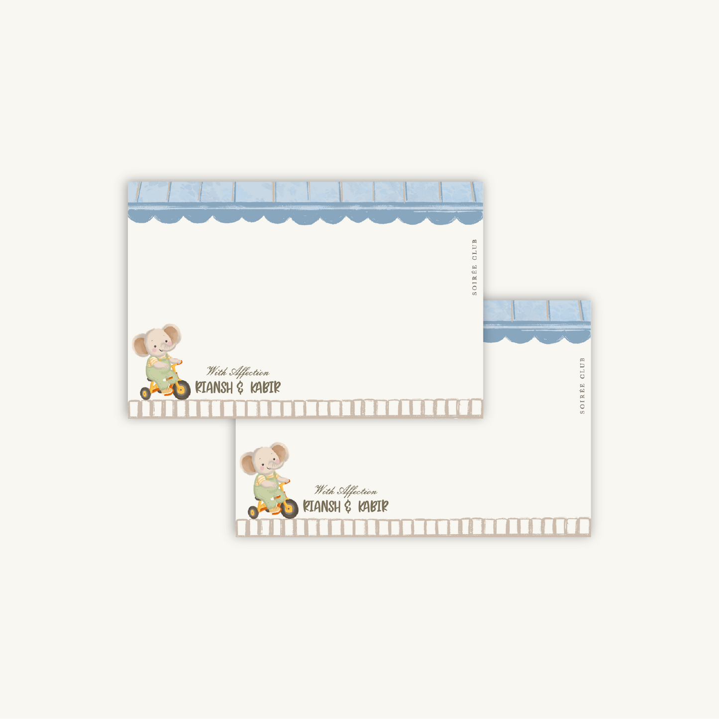 Cuddle Cottage Blue Kids Notecards