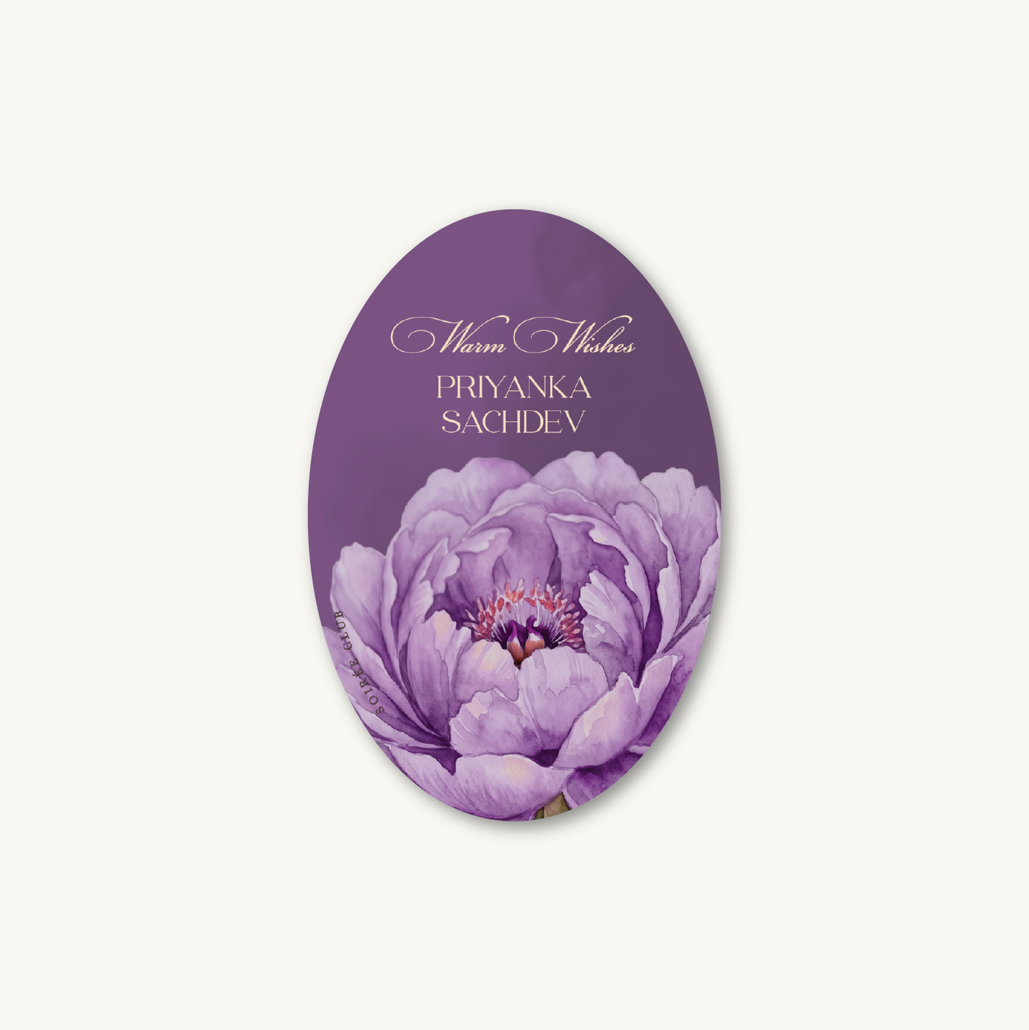 Purple Peony Floral Single Sided Gift Tag