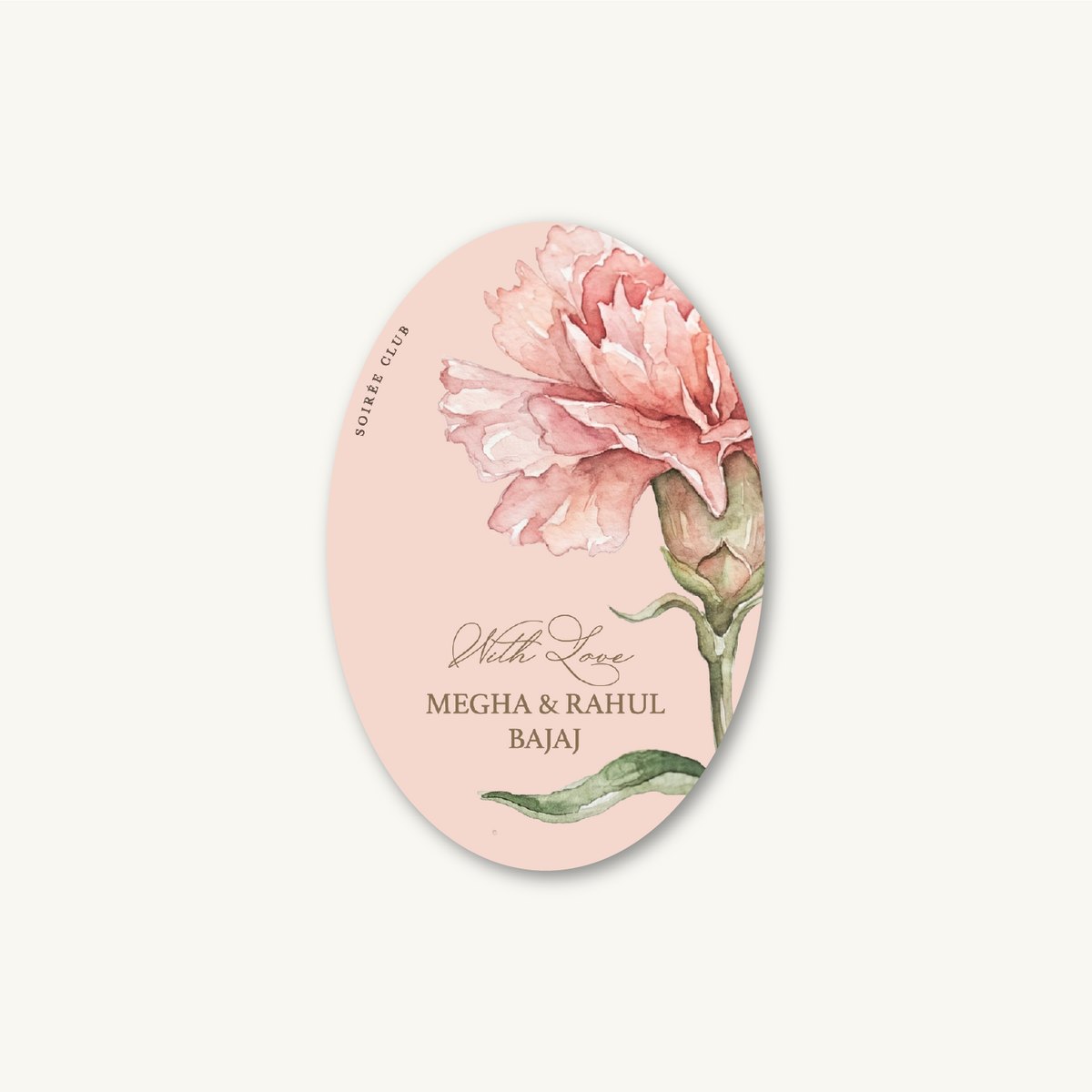 Peach Carnation Floral Single Sided Gift Tag
