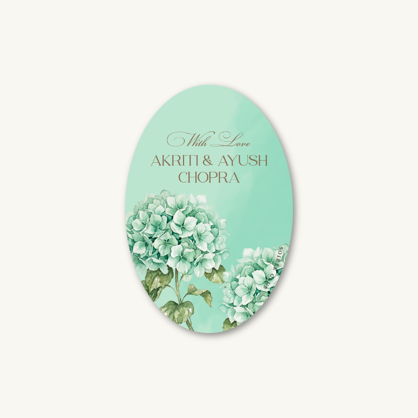 Teal Hydrangea Floral Single Sided Gift Tag