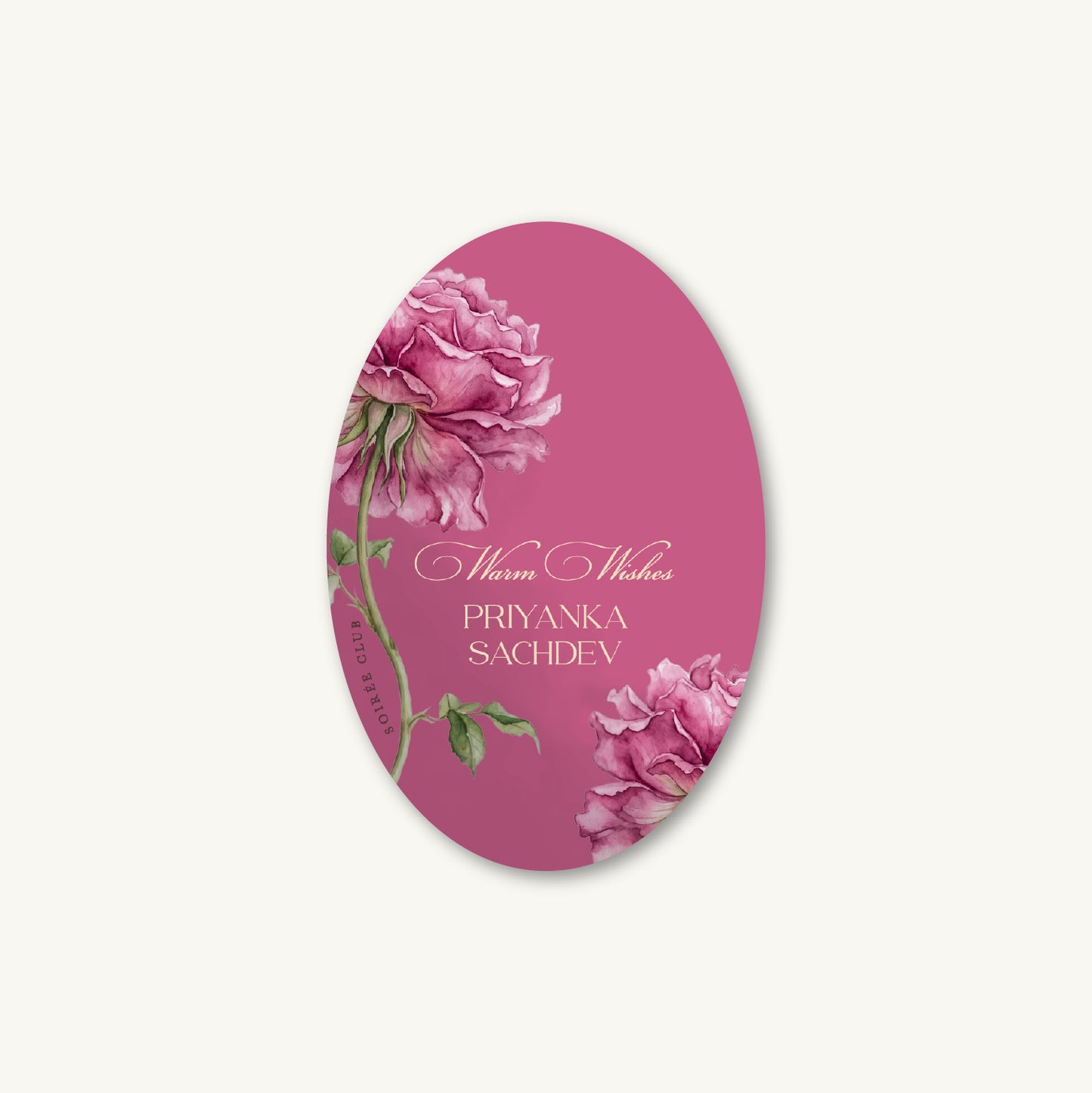 Pink Rose Floral Single Sided Gift Tag