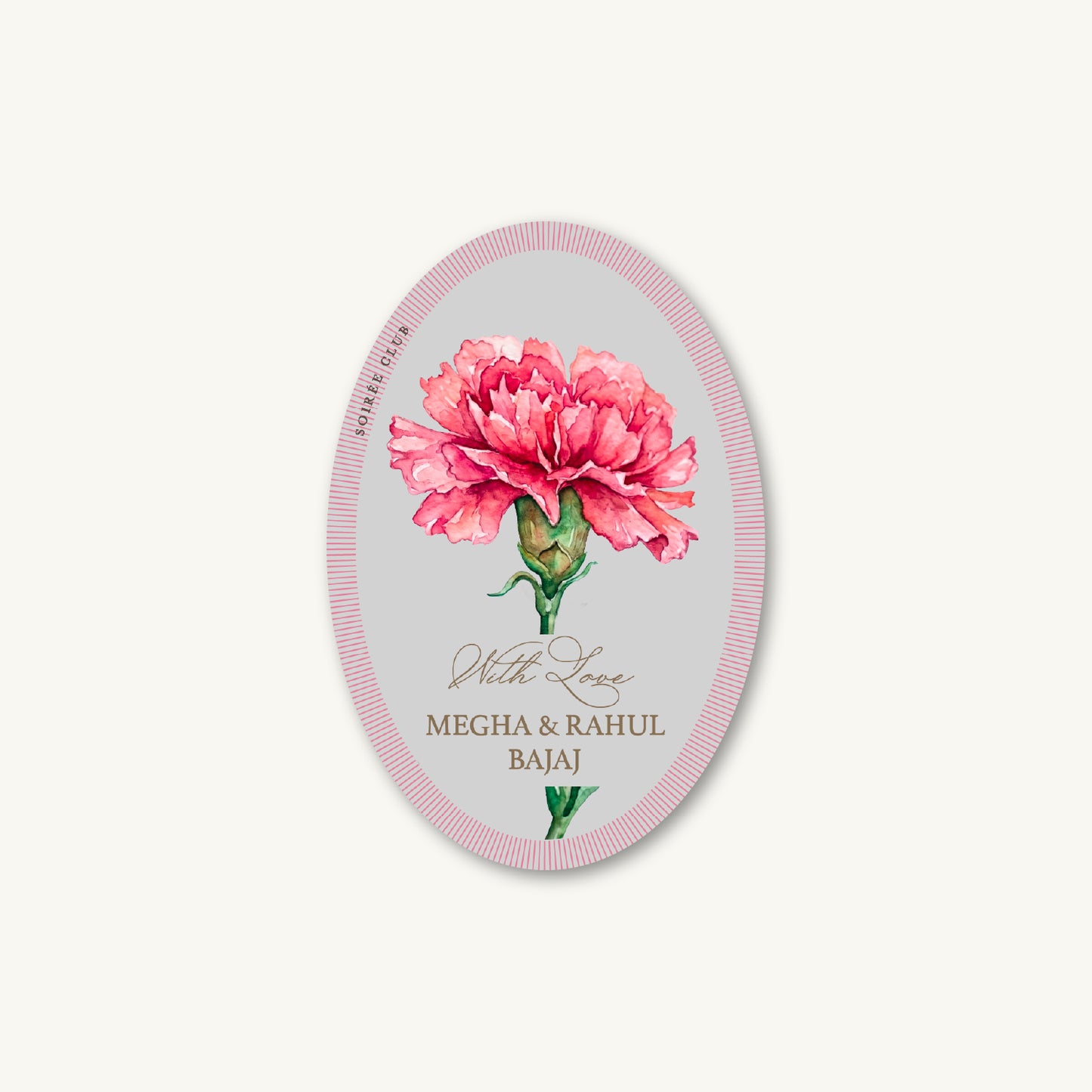Pink Carnation Floral Single Sided Gift Tag
