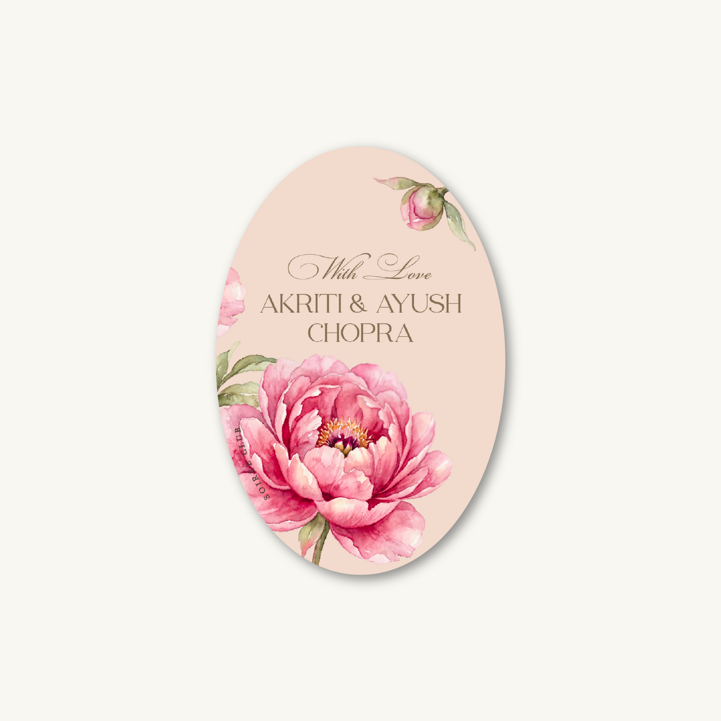 Pink Peony Floral Single Sided Gift Tag
