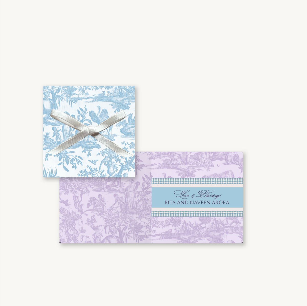 Lilac and Blue two-tone Serena Folded Gift Cards