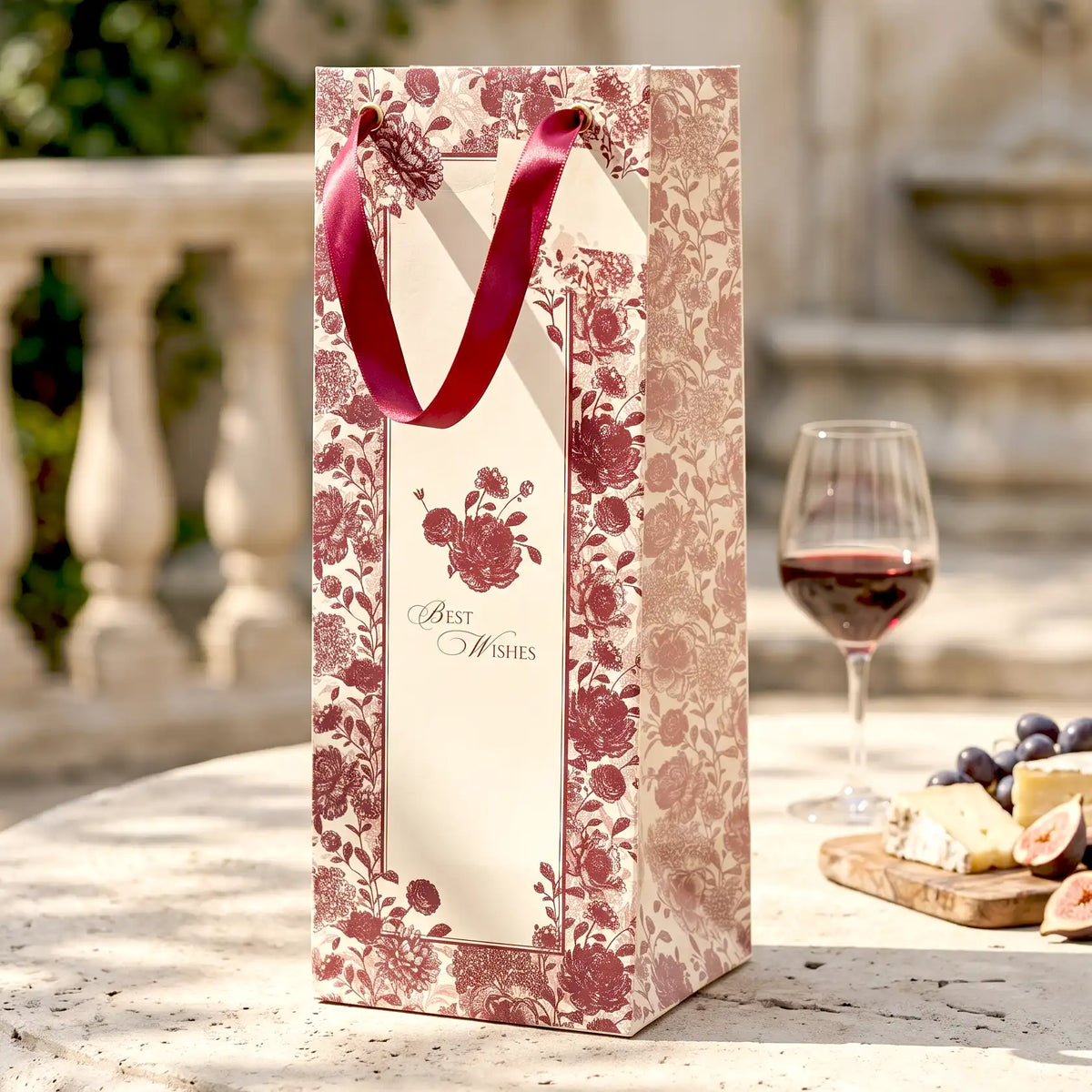 Red Bloom Bottle Bag