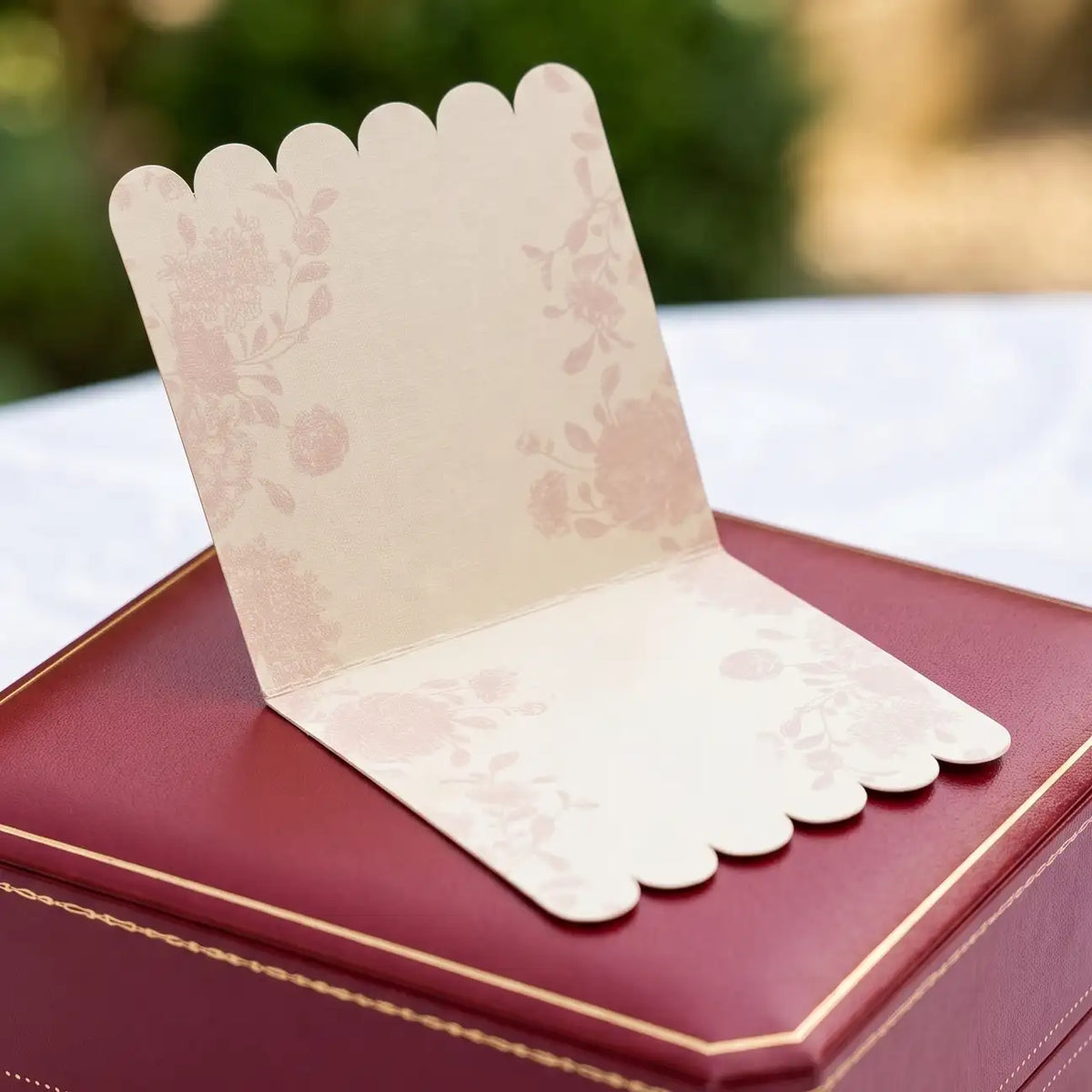 Red Bloom Folded Cards - Set of 10 Plain (No name)