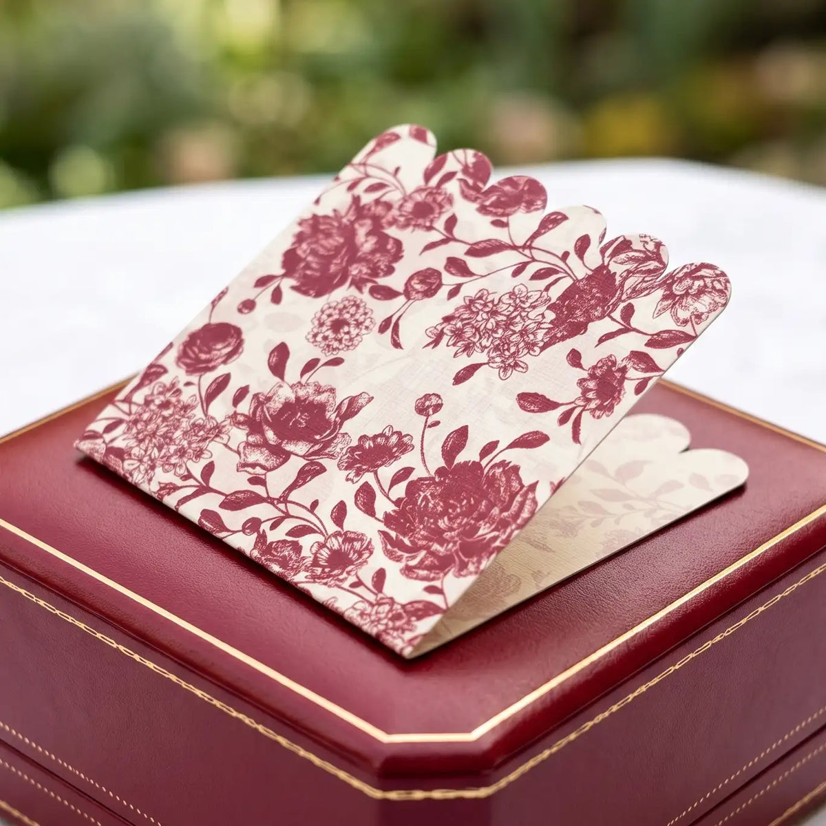 Red Bloom Folded Cards - Set of 10 Plain (No name)