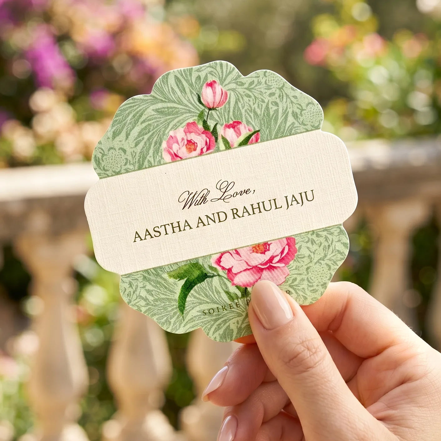 Mint Green Fleur Amour Single Sided Gift Tag