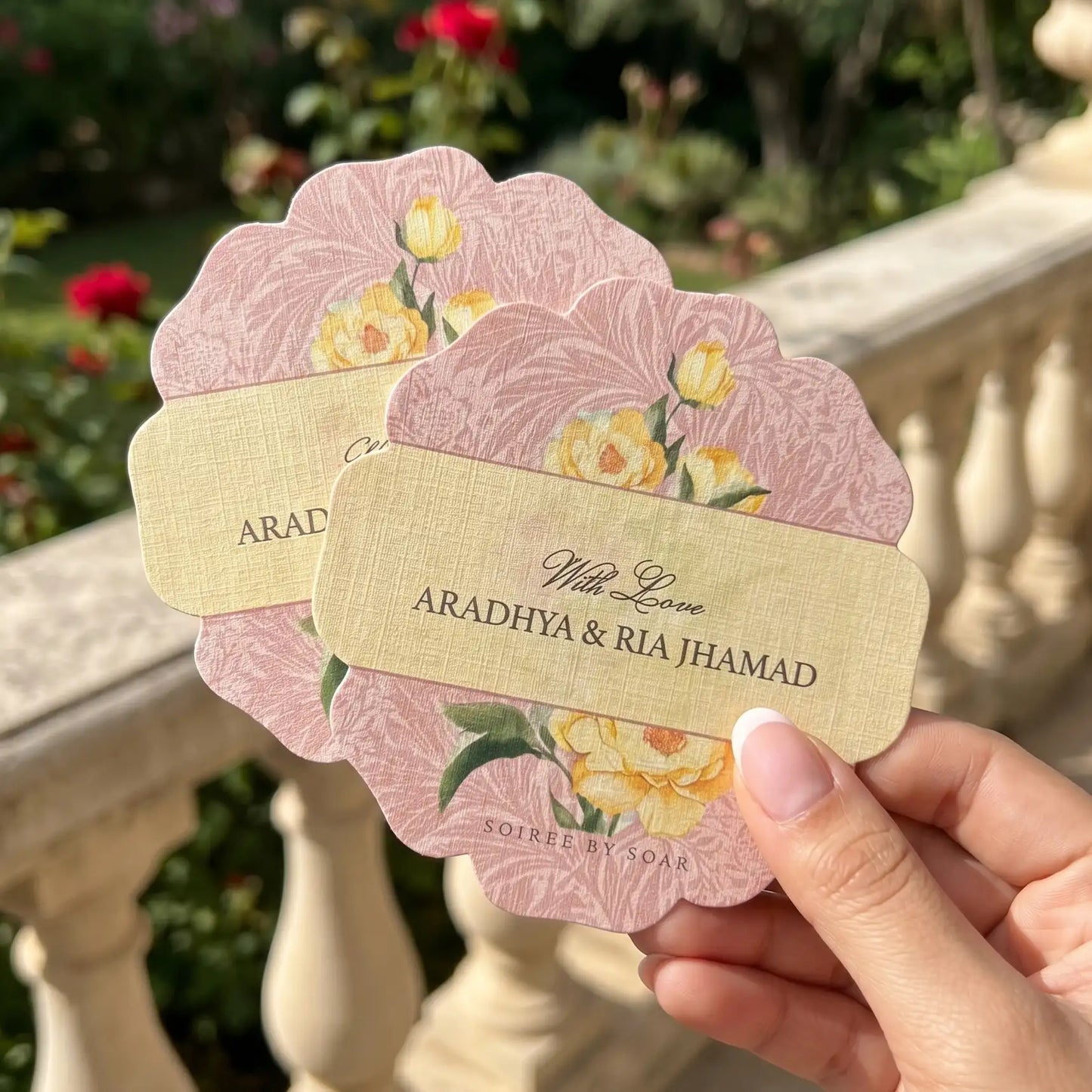 Pastel Peach Fleur Amour Single Sided Gift Tag