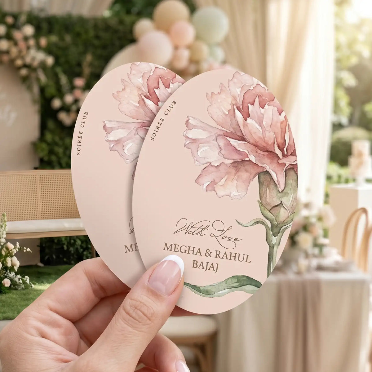 Peach Carnation Floral Single Sided Gift Tag