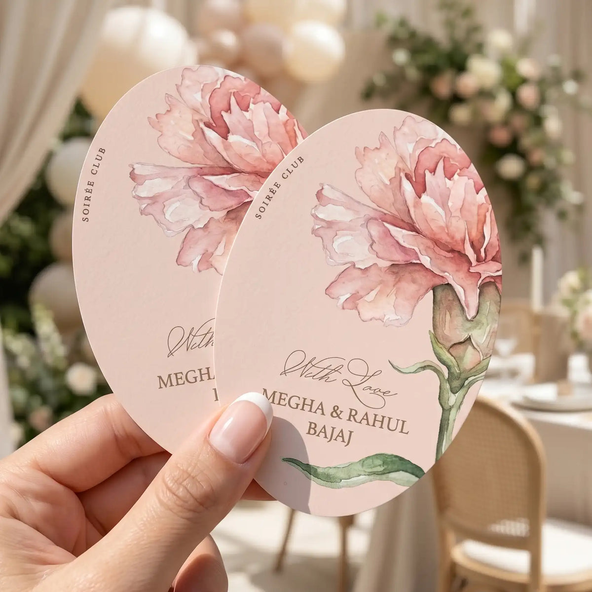 Peach Carnation Floral Single Sided Gift Tag