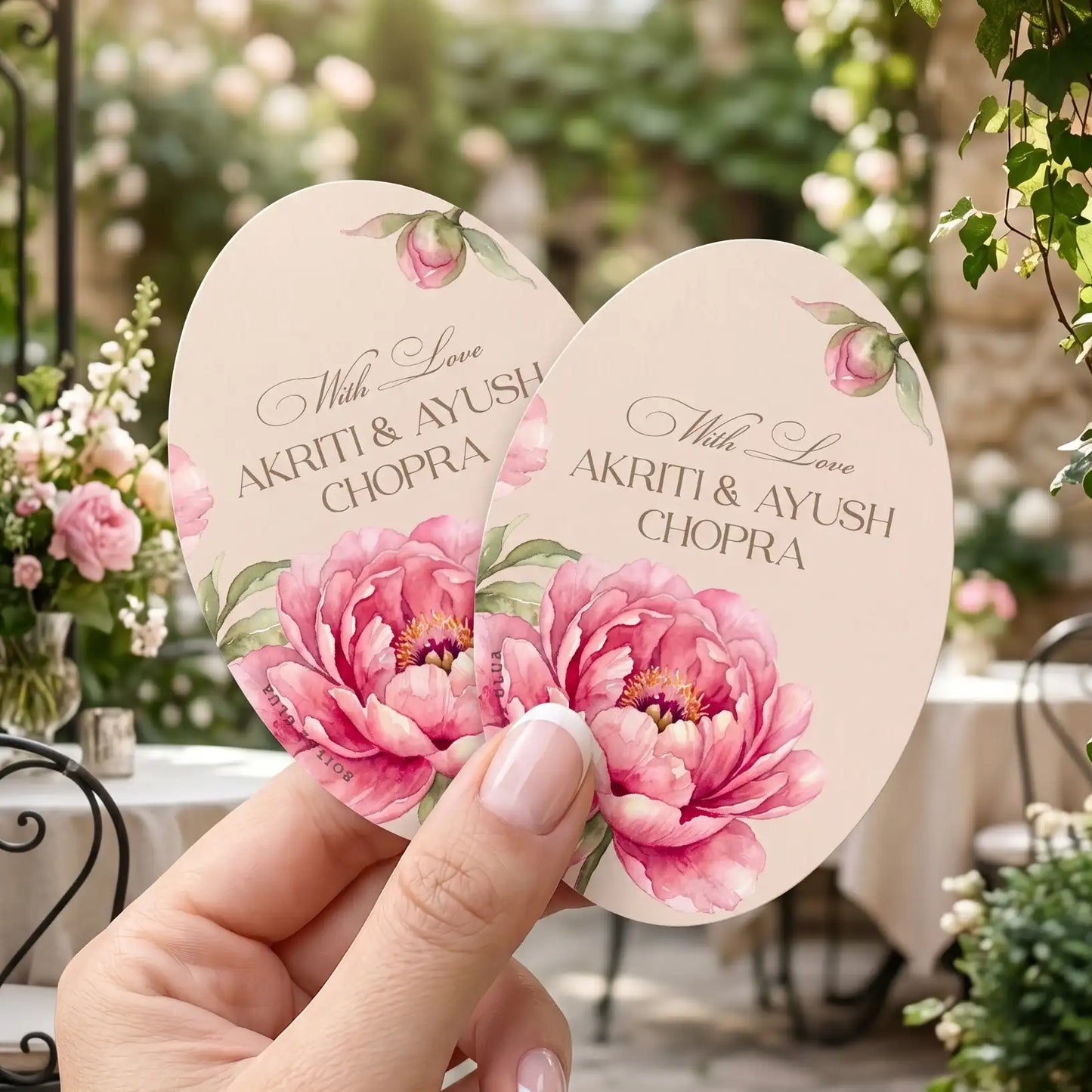 Pink Peony Floral Single Sided Gift Tag