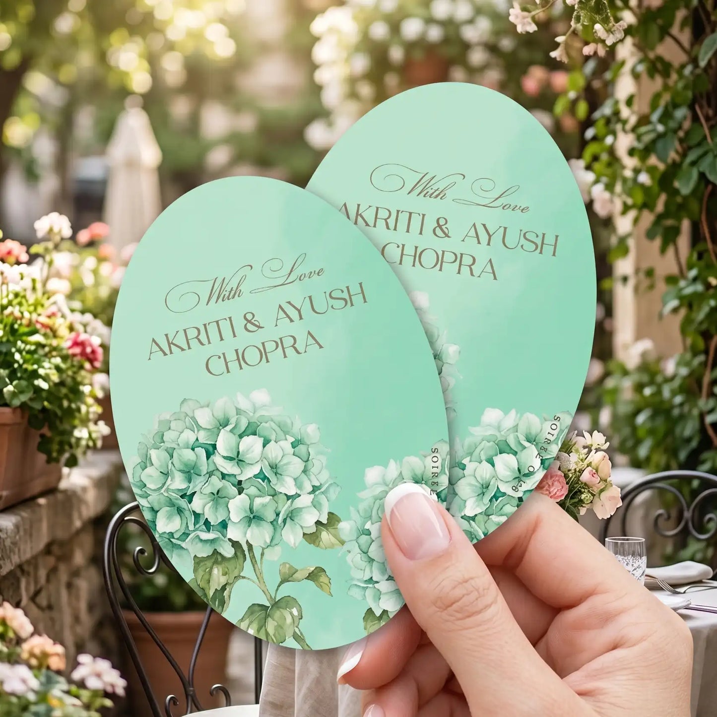 Teal Hydrangea Floral Single Sided Gift Tag