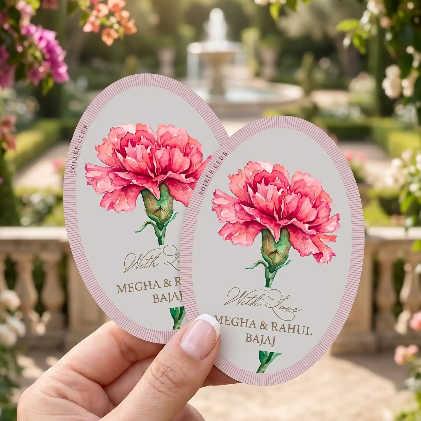 Pink Carnation Floral Single Sided Gift Tag