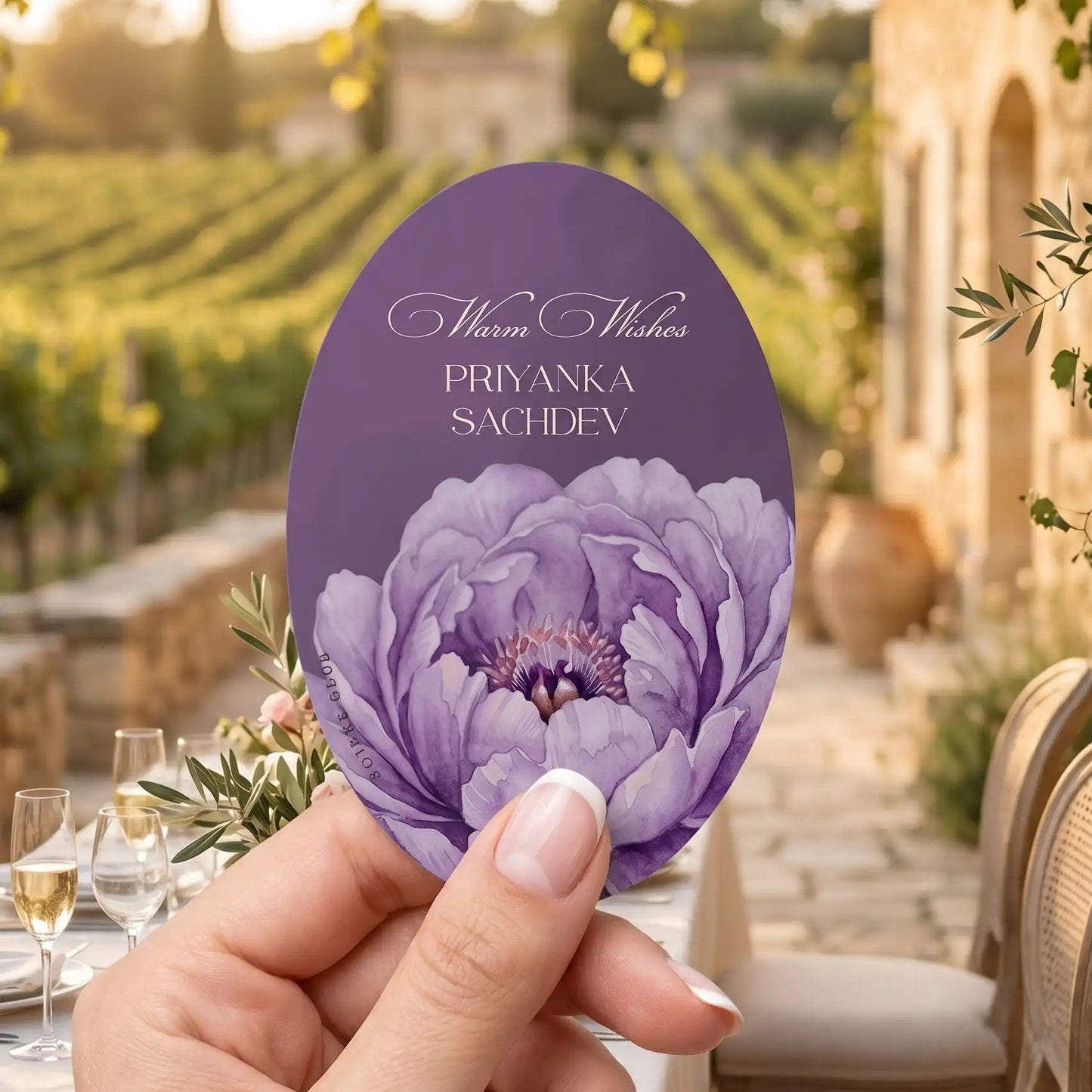 Purple Peony Floral Single Sided Gift Tag