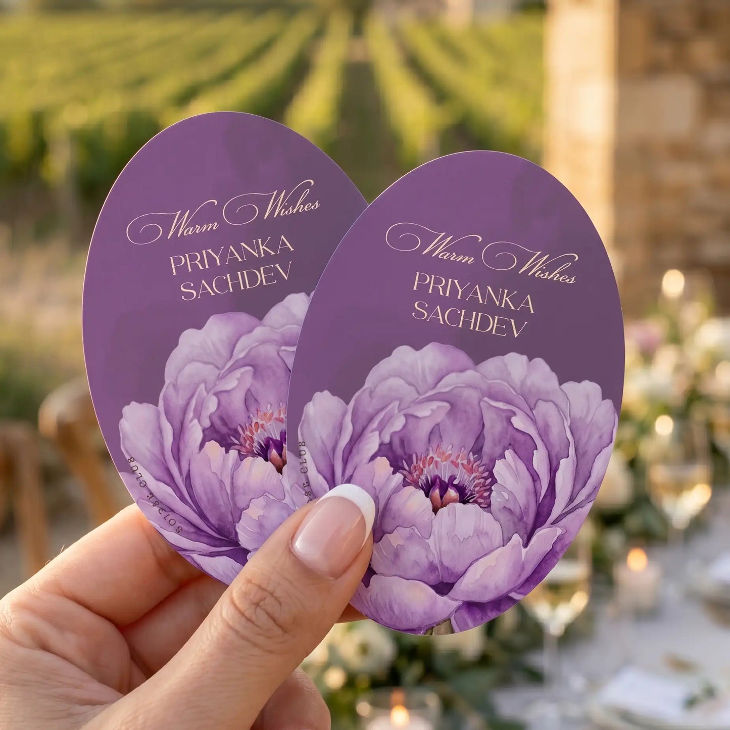 Purple Peony Floral Single Sided Gift Tag
