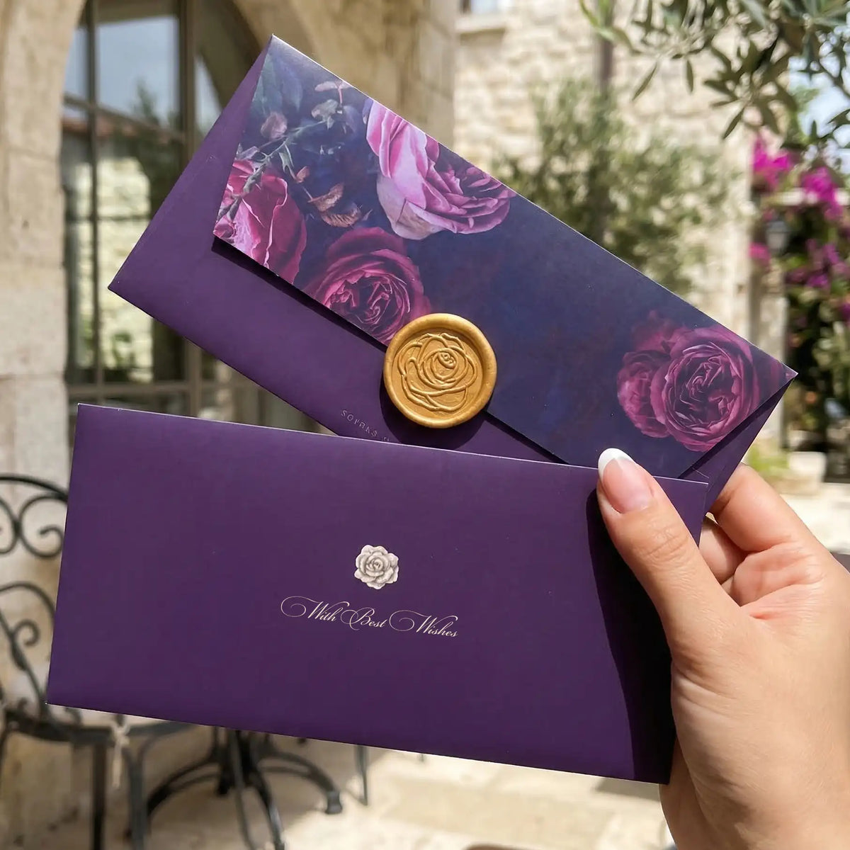 Wine La Vie En Rose Money Envelopes - Set of 10 Plain (No name)