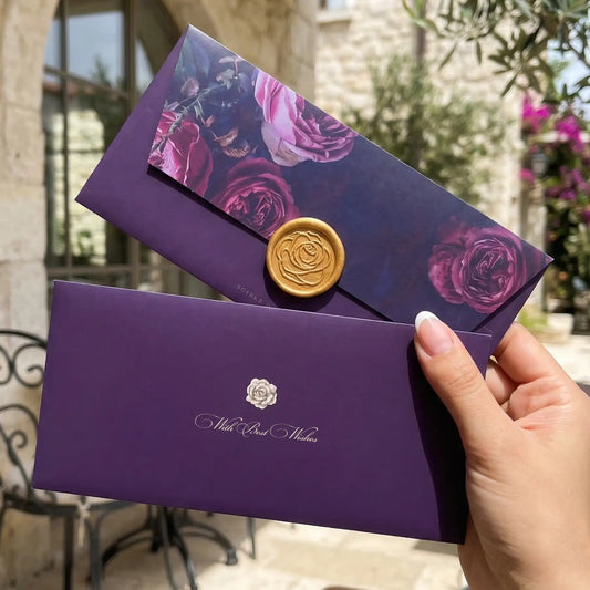Wine La Vie En Rose Money Envelopes - Set of 10 Plain (No name)